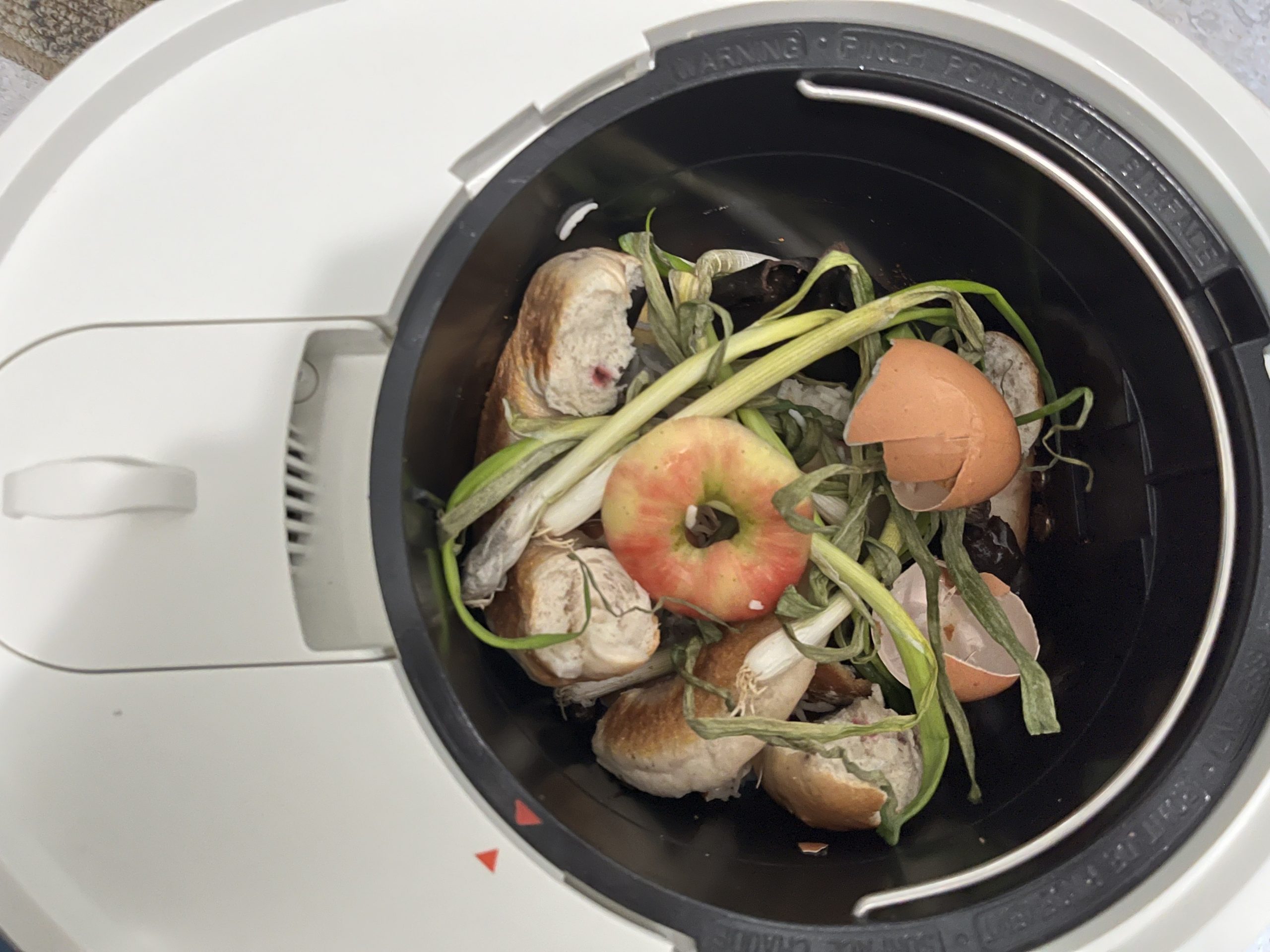 image of food scraps in Lomi countertop food compost