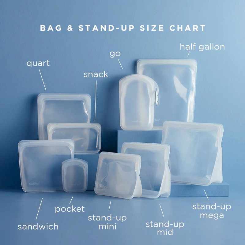 image with different types of stashed silicone storage bags