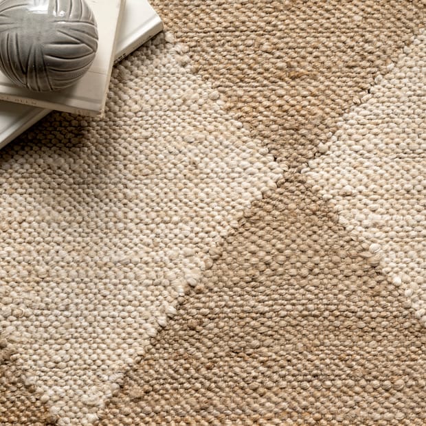 checked jute rug