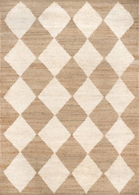 neutral diamond checkered rug