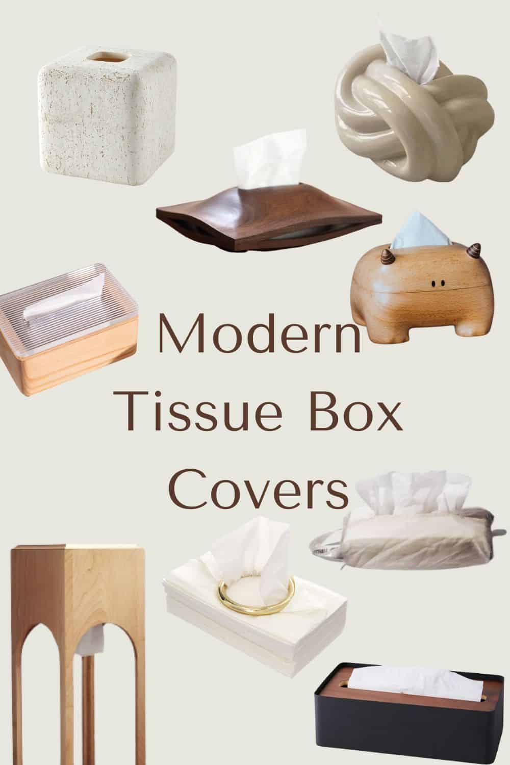 image of 9 modern tissues box covers
